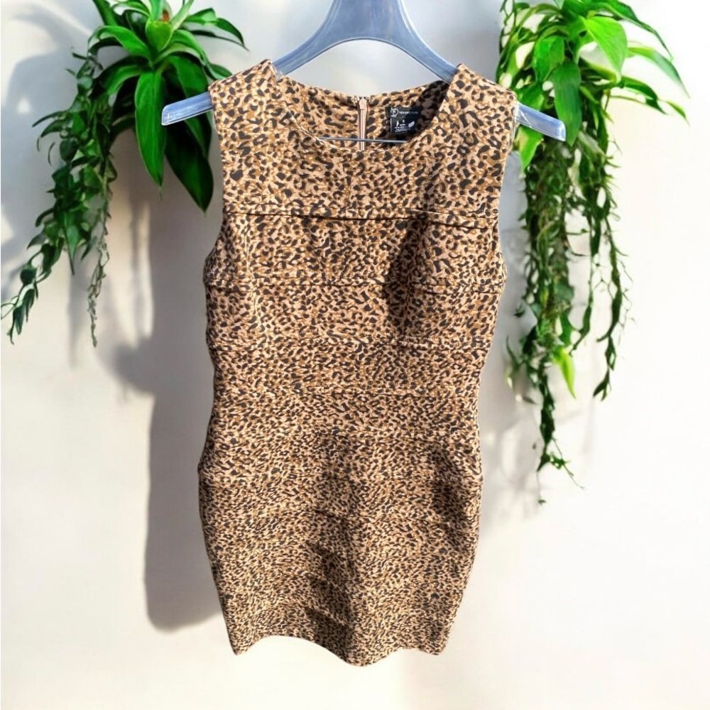 New Directions‎ Brown Animal Print Dress
